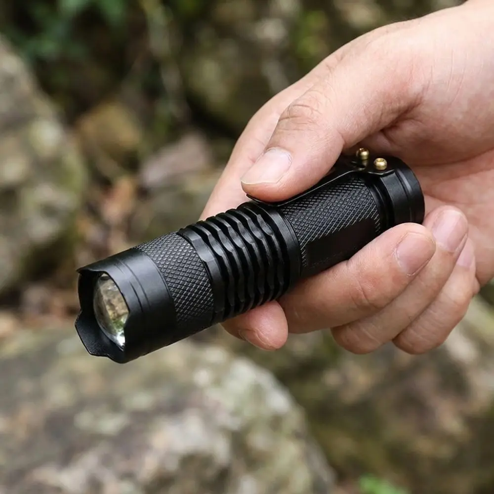 Aluminum Alloy LED Zoom Flashlight Metal Pocket Clip Super Bright High Lumen Outdoor Torch Adjustable Focus 3 Modes