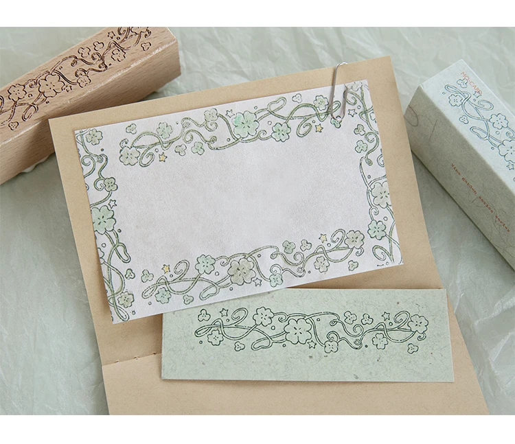 Morgenregen-Rankengarten-Journalstempel Vintage-Rosen-Pflanzen-Blumenrandmuster DIY Check-In Dekorativer Stempel – Detail 11