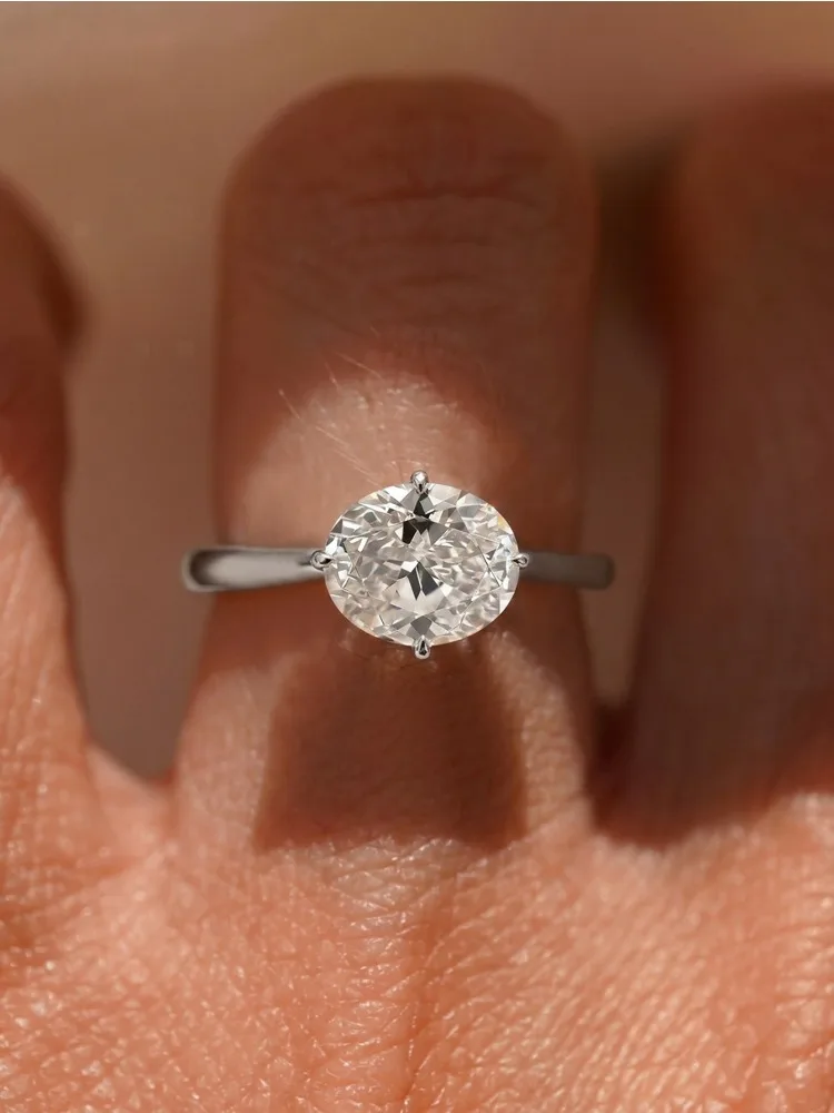 925 Sterling Silber Einfacher Ovaler Zirkon-Ring für Damen Verlobung Hochzeit Jubiläum Mode Hochwertiger Edel-Schmuck – Detail 3