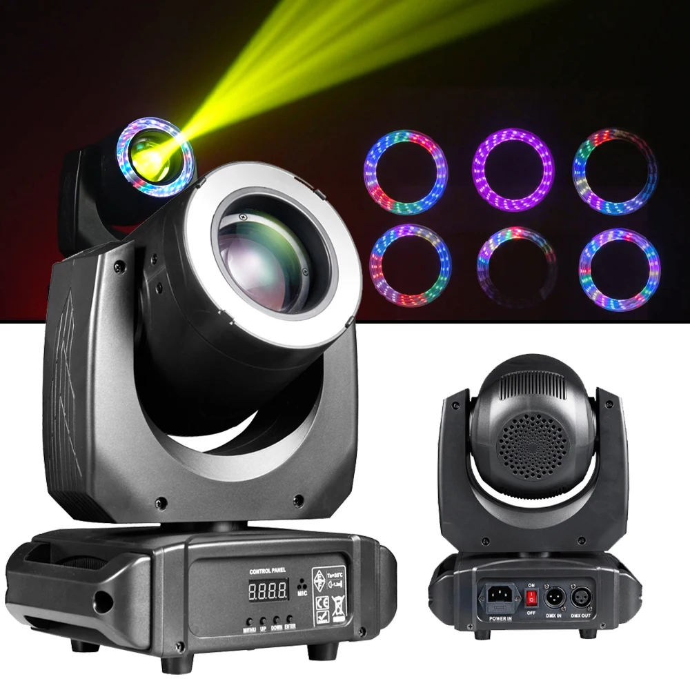 120W LED Beam Moving Head Light พร้อม LED Strip 7 สี 8 Gobos LED Stage Light DMX DJ Lighting อุปกรณ์สําหรับดิสโก้บาร์