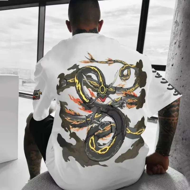 Pokémon Anime 2025 camiseta Harajuku de verano para hombre, ropa de calle con estampado fresco, corte holgado, pantalón corto informal para exteriores, Top de manga para padres e hijos
