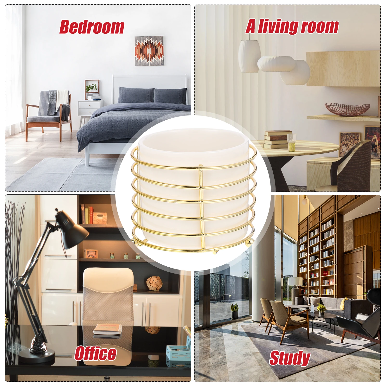 

Ceramic Desk Organizer Makeup Brush Pen Holder with Iron Stand Multi-Functional Stationery Container for Office Desktop Storage