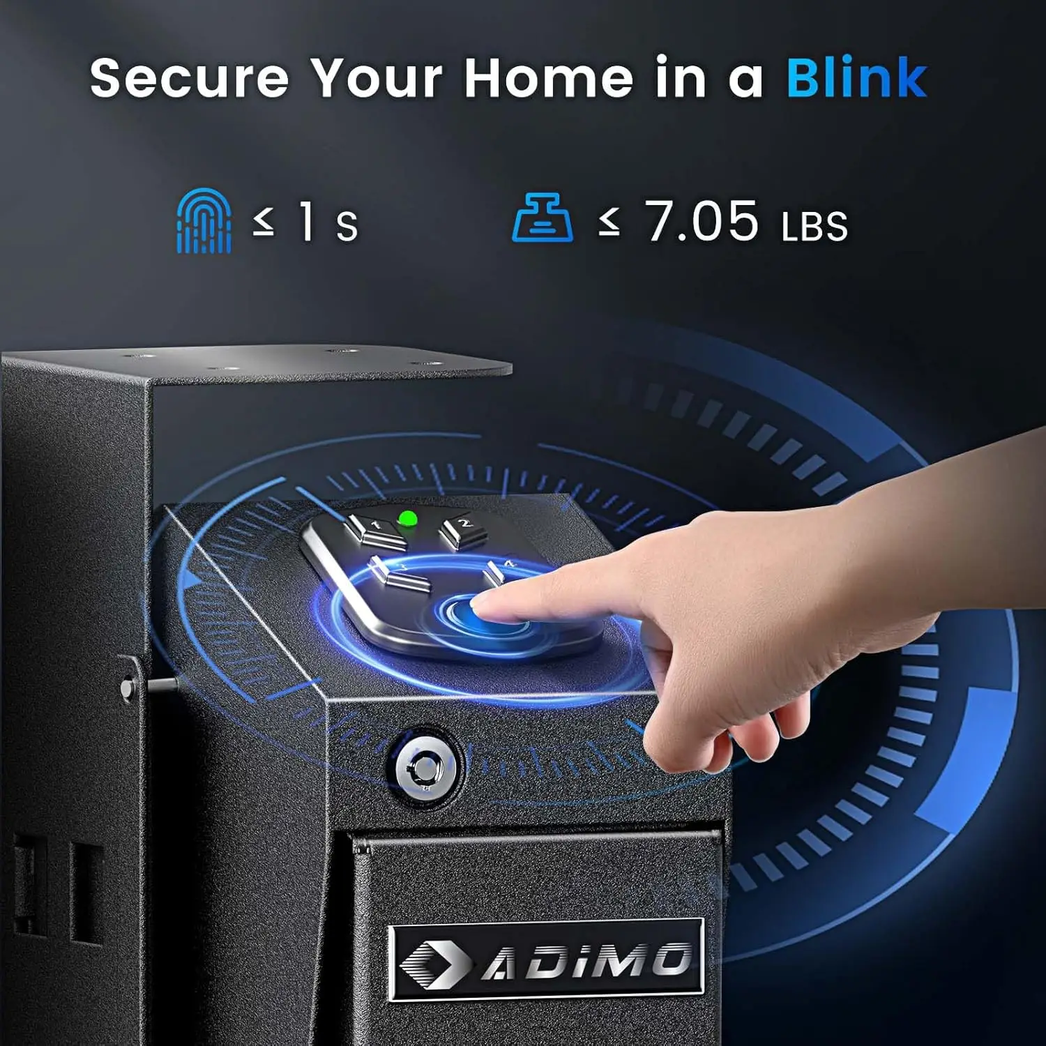 Biometric Handgun Safe with Fingerprint, Keypad & Key Lock for Quick Access, Wall or Desk Mount