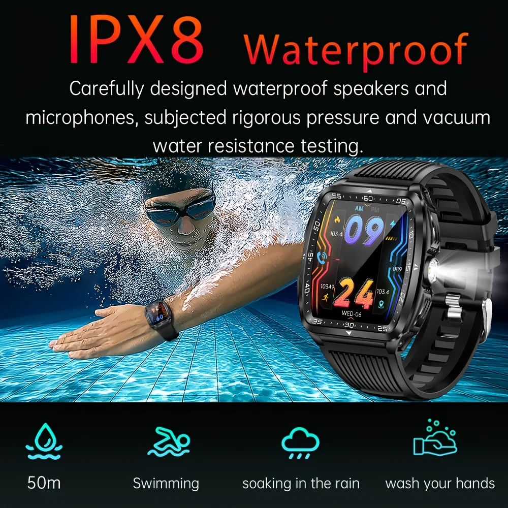 2025 For Xiaomi Outdoor military LED Lighting Men Smartwatch Bluetooth Call IP69K 5ATM Swimming Heart Rate Sports Men Smartwatch