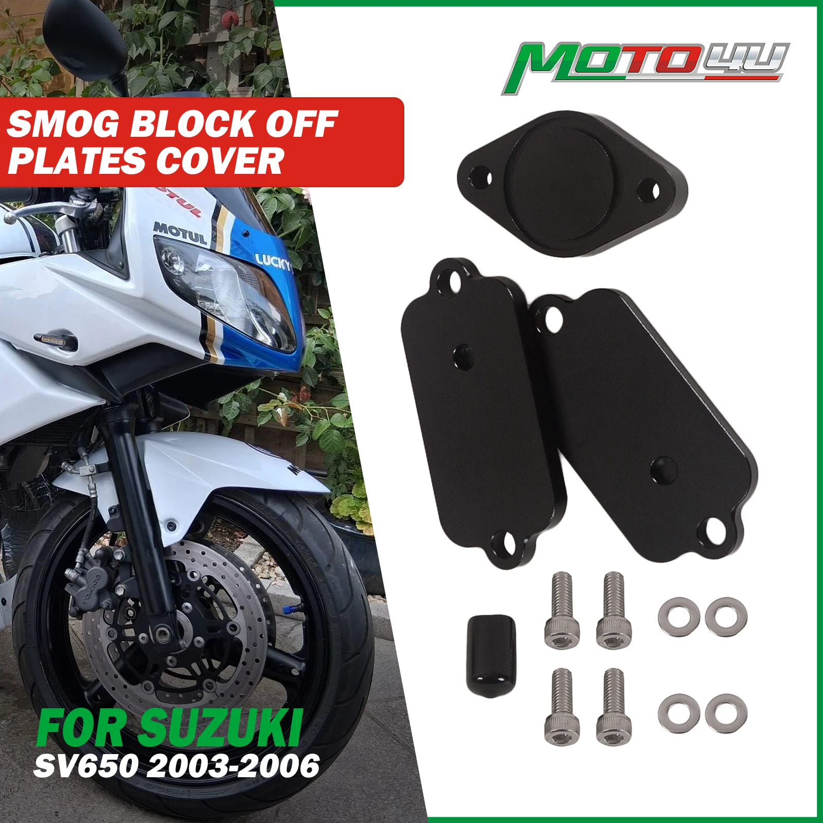 

For SUZUKI SV650 SV 650 2003 2004 2005 2006 Aluminum Smog Block Off Plates Cover Fit Motorcycle Accessories Black