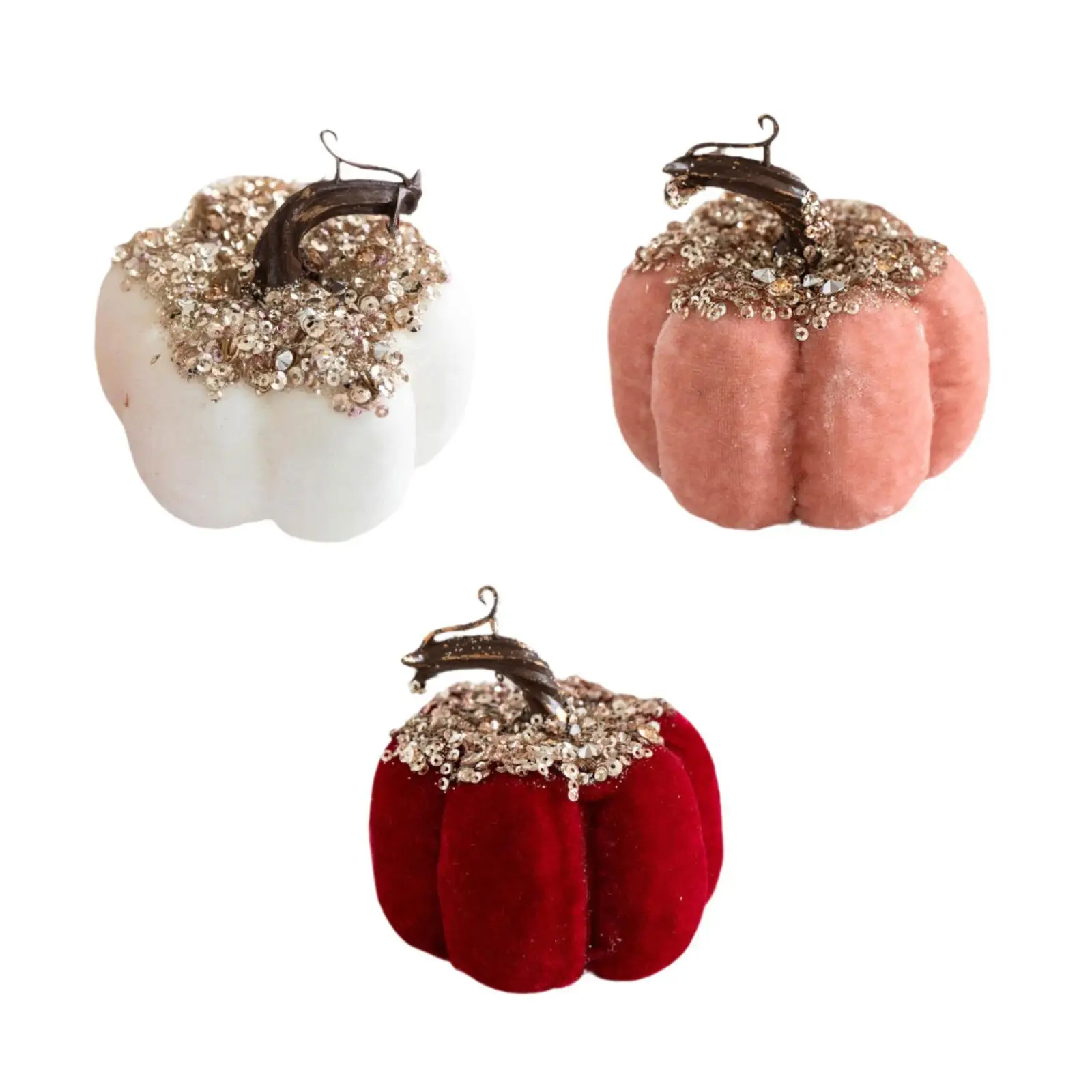 Fabric Foam Pumpkin Desktop Ornament Soft Luxurious Texture Artificial Pumpkin 3.5x3.5inch for Autumn Harvest Decor Versatile