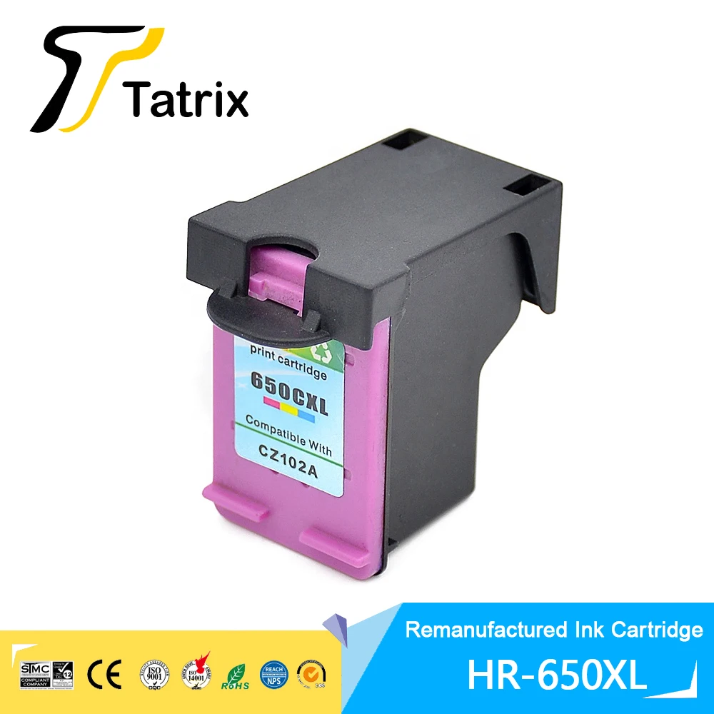 Tatrix 650XL Premium Remanufactured Color Inkjet hp 650XL Ink Cartridge for HP Ink Advantage 650 Deskjet 1015 4645 Printer