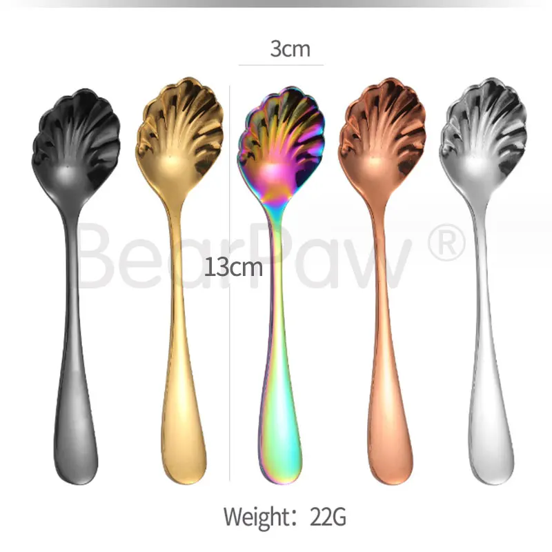 1pcs stainless steel table spoon, shell spoon, coffee dessert spoon, home scoop, ice cream spoon, crockery