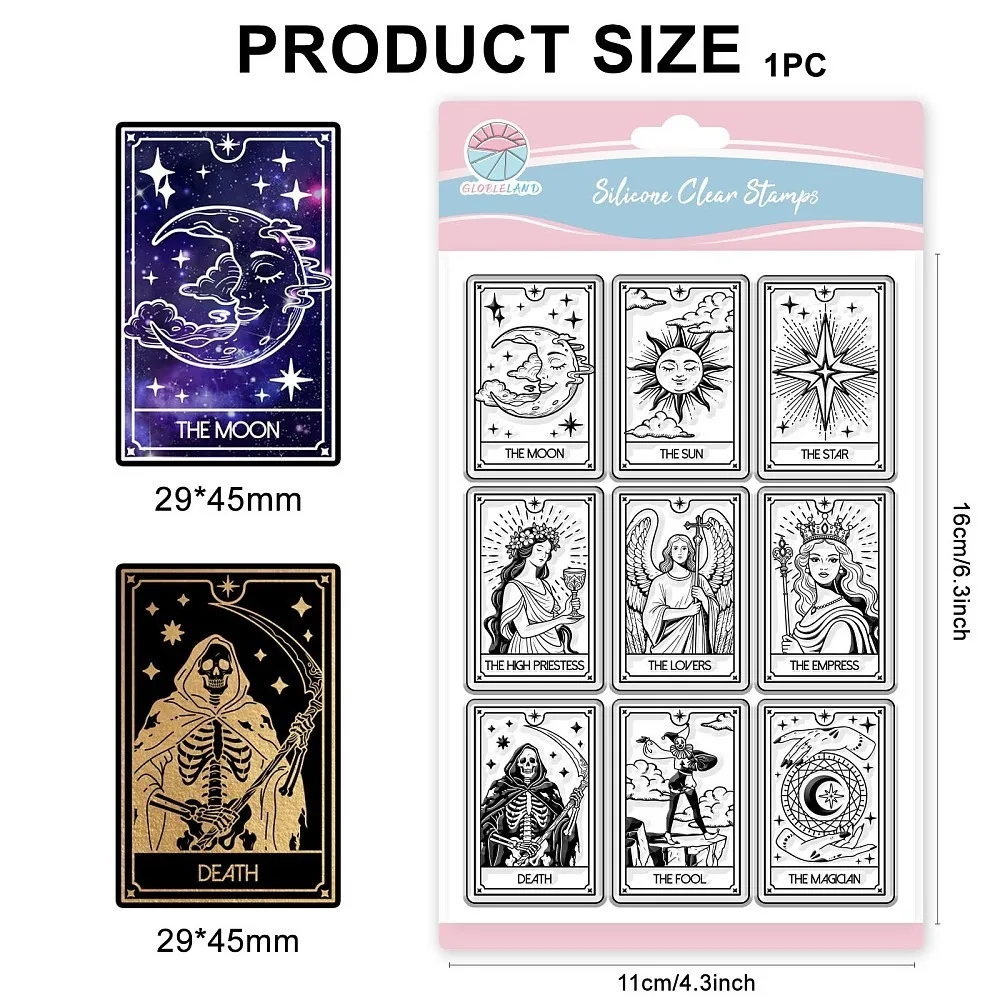 Divination Cards Clear Stamps for Card Making Tarot Cards Clear Stamps Transparent Stamp Seal for DIY Scrapbooking