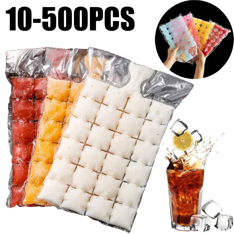 Disposable Food Grade Transparent Ziplock Ice Cube Bags Reusable Freezer Bags Kitchen Tools for Homemade Ice Cubes Storage