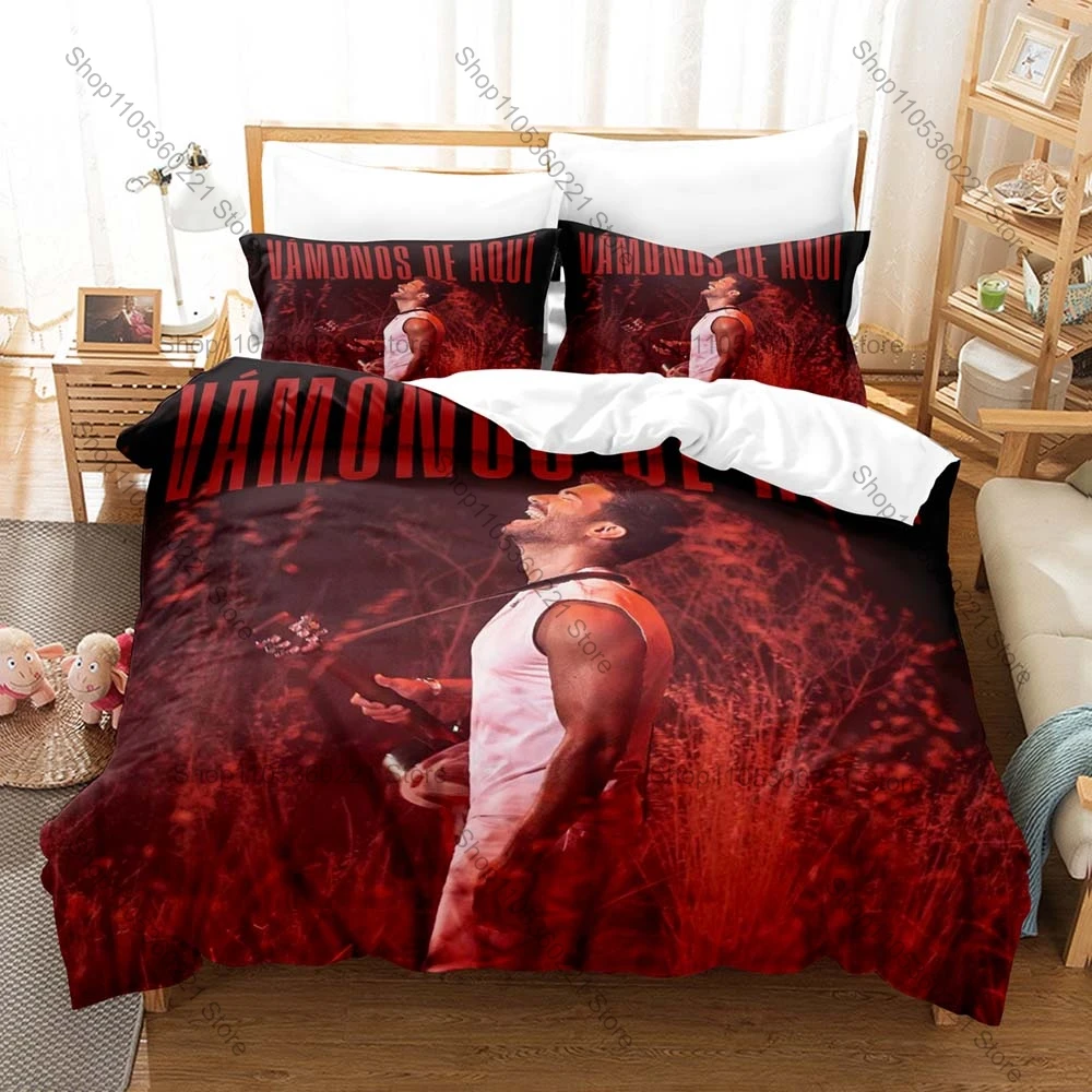 Pablo Alborán Duvet Cover + 2 Pillowcases Famous Singer Print Soft Bedding Set Bedroom Decor for Music Fans