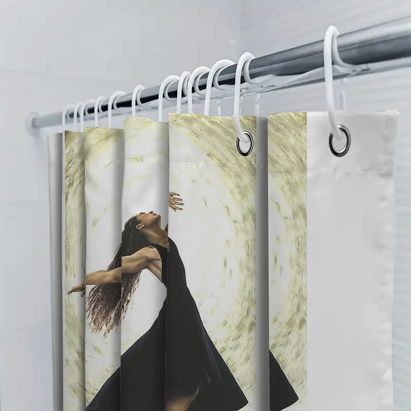 أنيقة راقصة دش الستار الفن الحديث الحمام ديكور مجردة الشكل الجدار الشنق المنسوجات المنزلية غرفة مقسم قابل للغسل #5