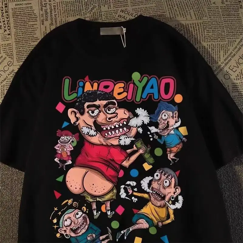 Japanische Crayon Shin Chan Spaß frauen T-shirt Mode Trendy Marke Ins Paar Casual Straße Baumwolle Kurzarm frauen Top