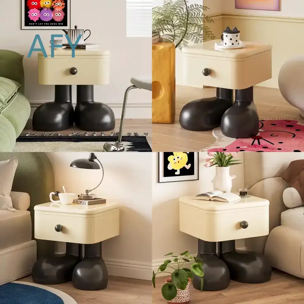 Luxury Solid Wood Bigfoot Nightstand for Home Living Room Bedroom Bedside Table Resin Sculpture Storage Cabinet Customized