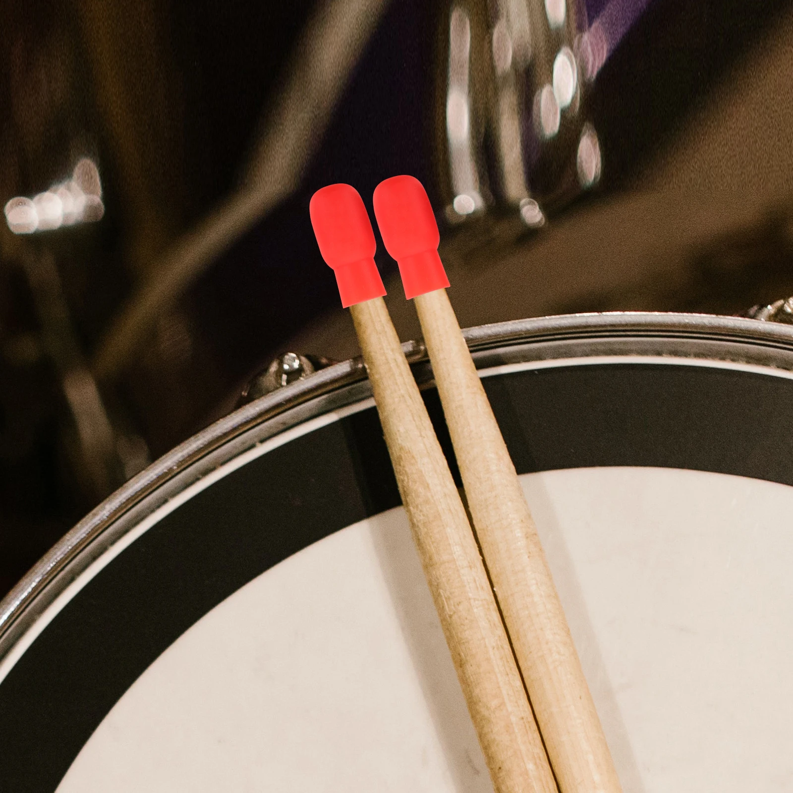 

4pcs Drumstick Protector Accessories Percussion Mute Tips Practice Protective Case Red Black Silicone Drumstick Caps Lightweight