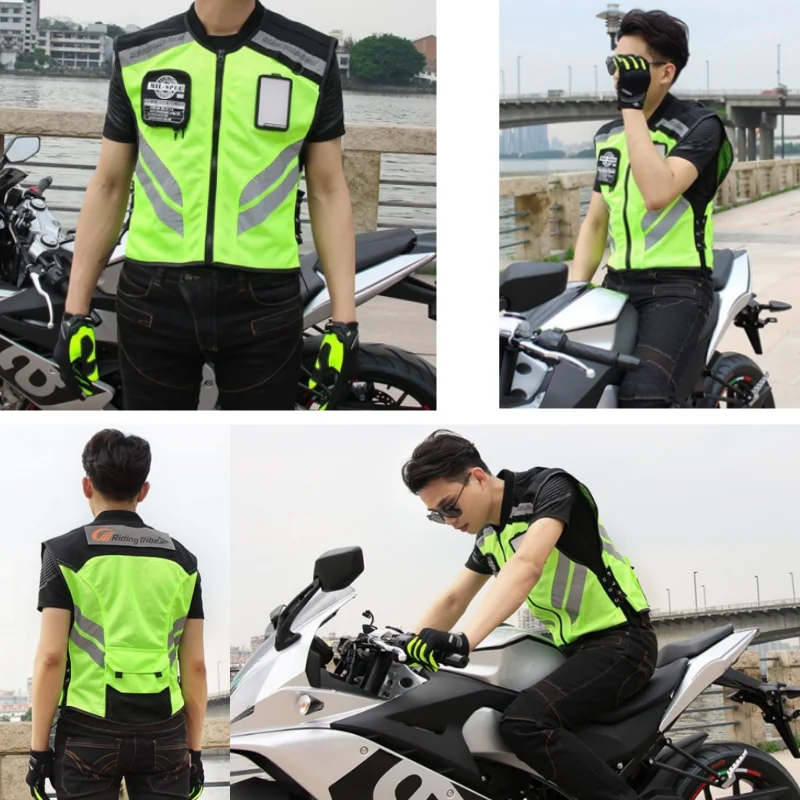 JK22 Riding Tribe Motorcycle Reflective Jacket Safty Waistcoat Warning Clothing High Visibility Moto Vest Team Uniform