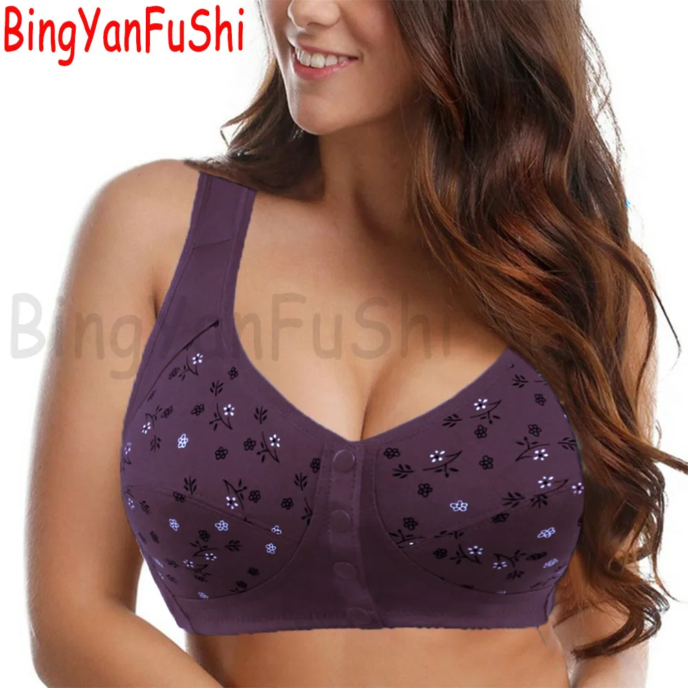 Front Closure Cotton Bras Women Big Bust Camisole Bra Underwear Female Soft Lingerie 36 38 40 42 44 46 48 50 52/120 B C Cup Y01