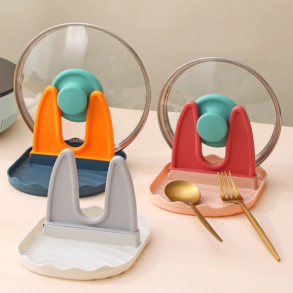

3 Pcs Kitchen Shelf Organizer Lid Holder for Countertop Cabinet Storage Rack PP Material Spoon Rest Fork Holder Kitchen