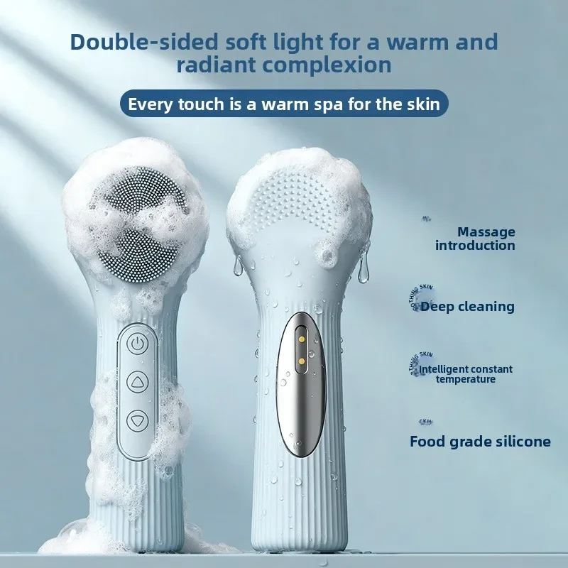 2025 temperature-sensitive silicone facial cleanser heating face wash brush pore cleaning face wash instrument