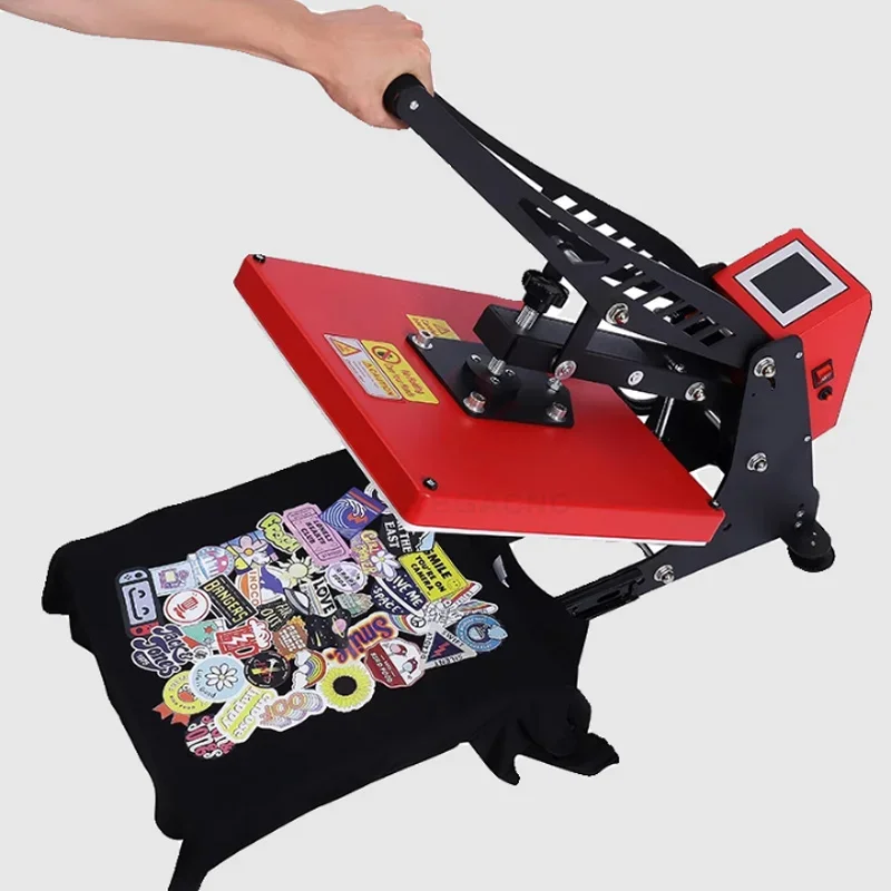 380x380mm Manual Lift Heat Transfer Press Machine, LCD Screen Heat Press Stamping Embossing Equipment for T-shirt DIY Logo Print