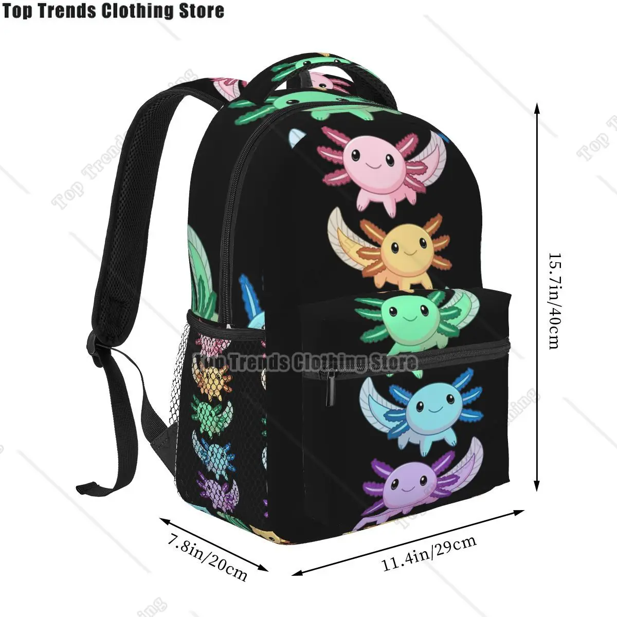 Ransel Axolotl Pelangi Tas Buku Anak Laki-laki Perempuan Tas Sekolah Anak-anak Tas Bahu Ransel Travel Kartun Kapasitas Besar