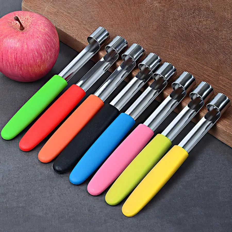 Portable Stainless Steel Fruit Coring Tool For Apple Pear Pepper Vegetable Core Remover Kitchen Gadget Random Color Accessory