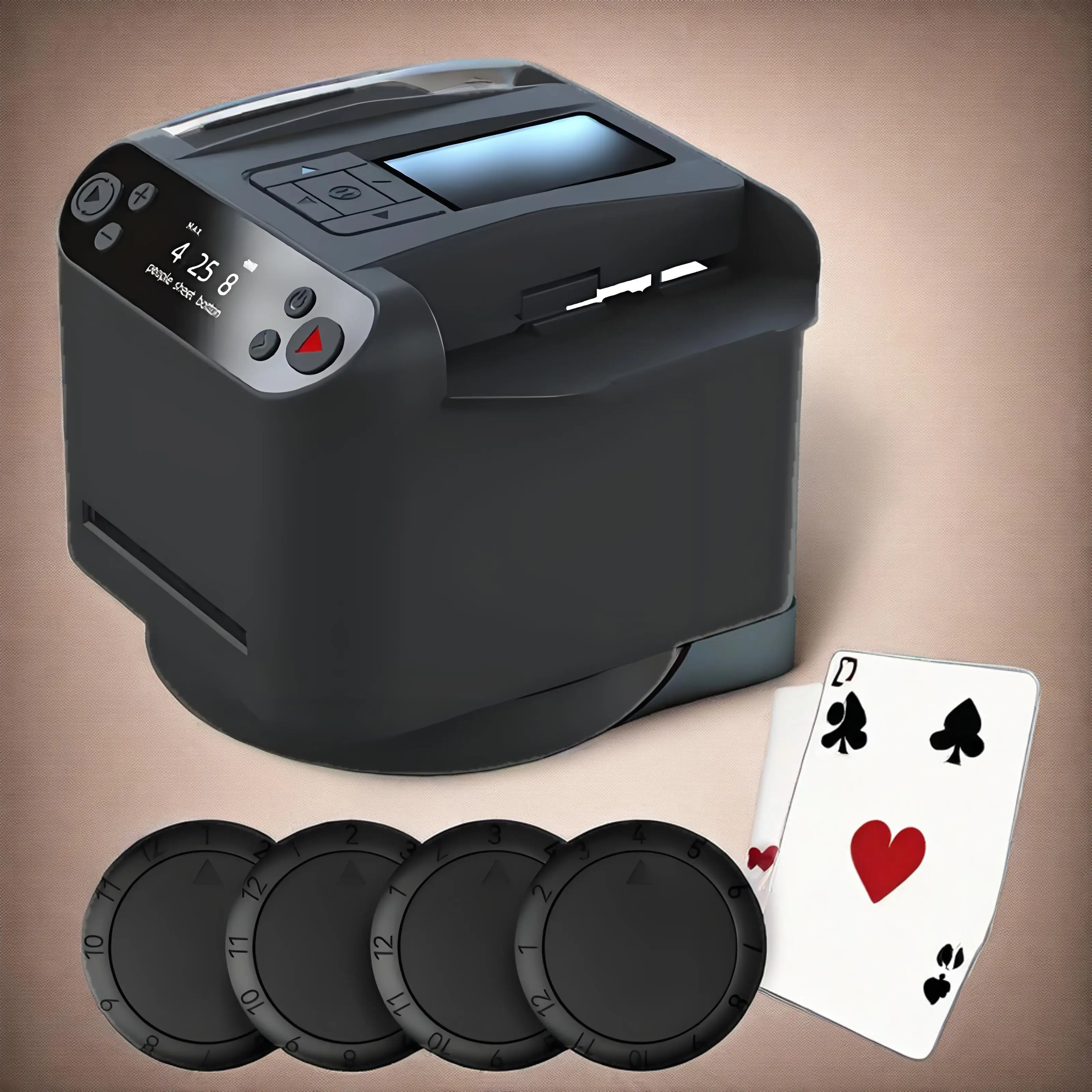 خلط البطاقات التلقائية 2 في 1 أوراق اللعب 360 درجة °   أداة أدوات آلة ShufflingDealer الدوارة مع أزرار المرايل