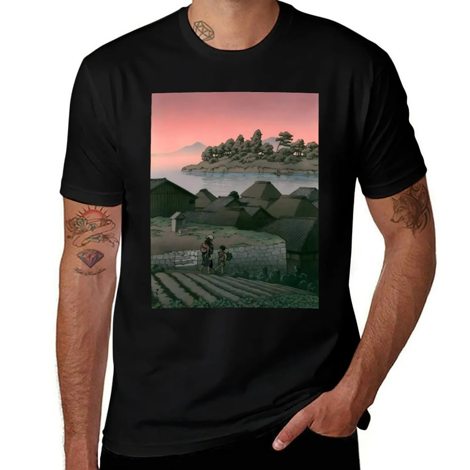

Hasui Kawase T-Shirt shirts graphic anime oversize t-shirts man plain black t shirts men
