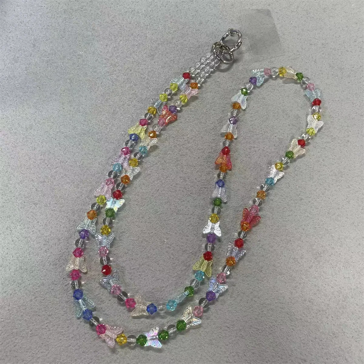 Long Phone Hanging Rope Crossbody Hanging Chain Butterfly Handmade Beaded Universal Pendant Sturdy Phone Case