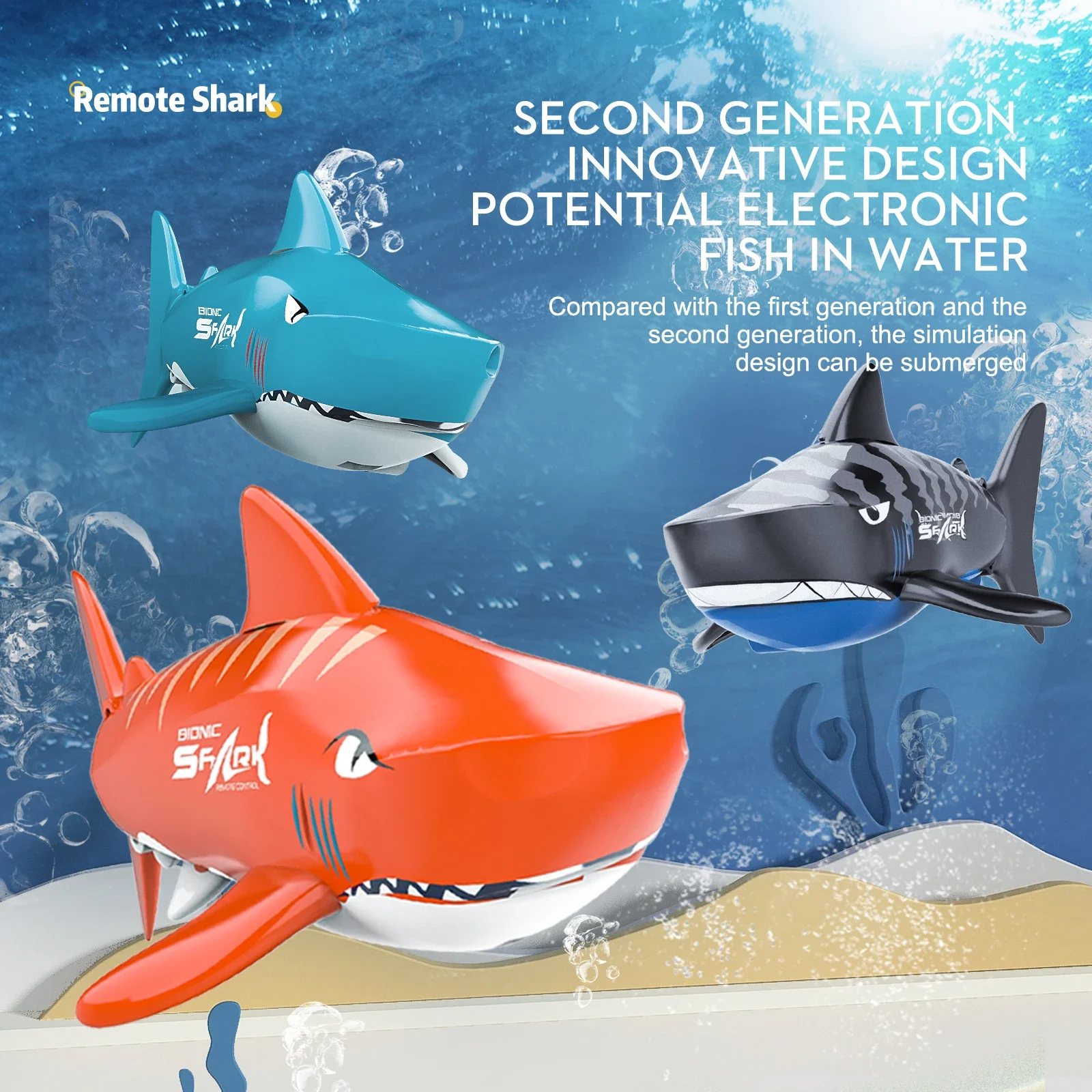 LSRC B1 Mini RC Shark: Waterproof Electric Remote Control Cute Shark Toy - Automatic On Water Fun for Children