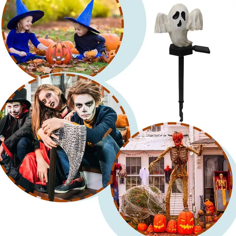 Pathway Ghost Stake Light Solar Powered Ghost Stake Lamp Halloween Yard Stake Lamp Waterproof For Pathway Lawn Garden Decor