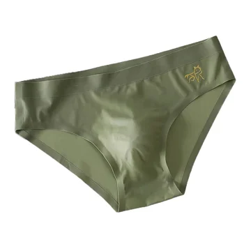 새로운 여름 남성 얼음 실크 속옷 매일 속옷 섹시한 팬티 중간 허리 솔리드 팬티 반바지 U 볼록한 주머니 원활한 끈 팬티