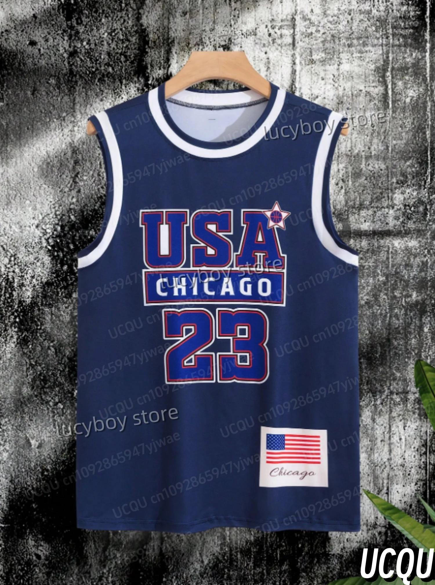 2025 Summer Men USA Chicago No.23 Print Striped Round Neck Casual Tank Top Mens Basketball Jersey Vest gym Sport Basketball Vest