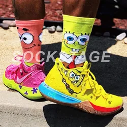 Owen Sponge Bobs Socks Cartoon co-branded hipster socks Middle Tube Socks Sports Socks Pure Cotton Odor Proof Spring Autumn Sock