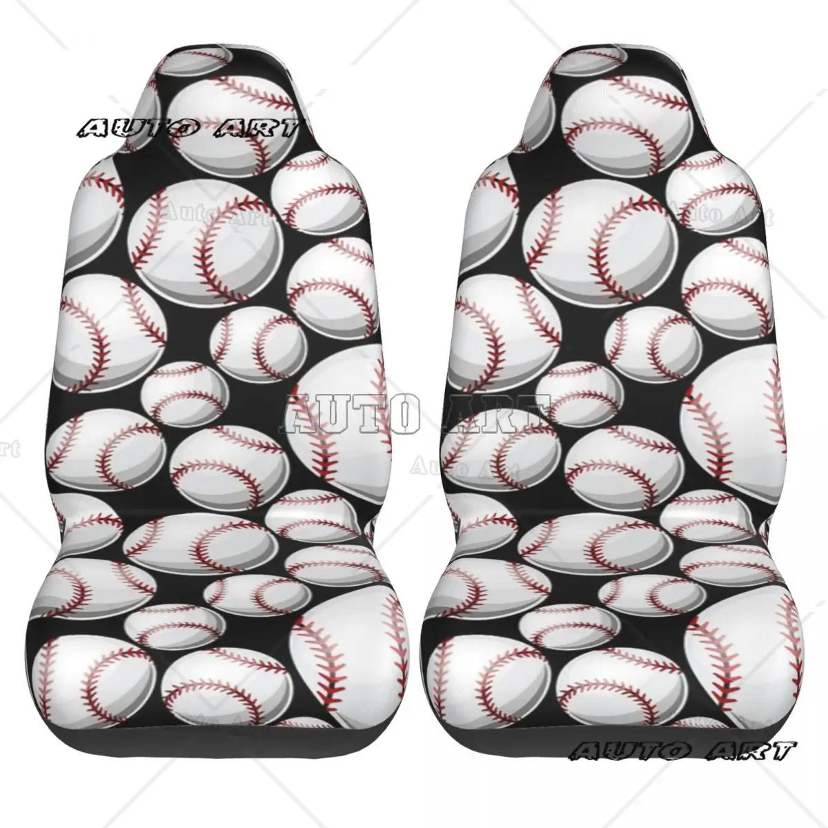 Baseball Pattern Car Seat Cover Custom Printing Universal Front Protector Accessories Cushion Set