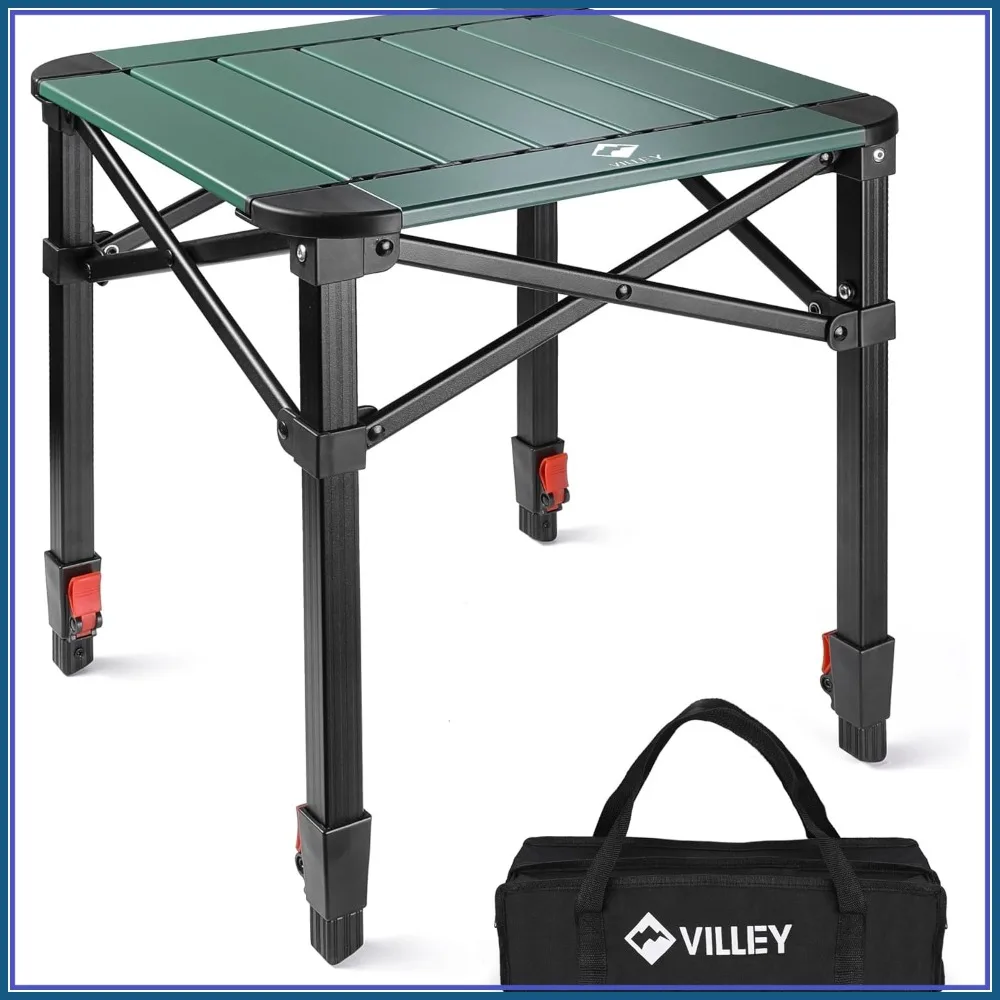 Lightweight Folding Camping Square Table with Carry Bag, Adjustable for Outdoor BBQ Picnic Backyard