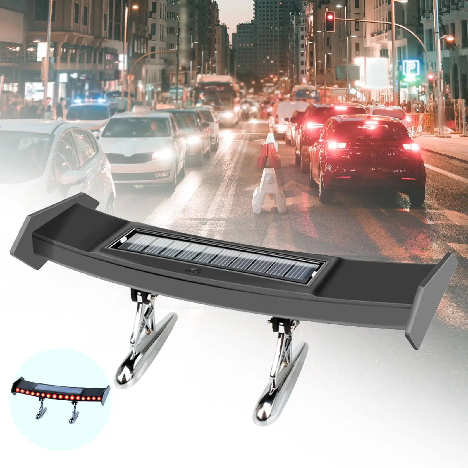 Automotive Universal Car Solar Powered LED Light Rear Spoiler Vehicle Accessory with Vibration Sensor Energy Saving Waterproof