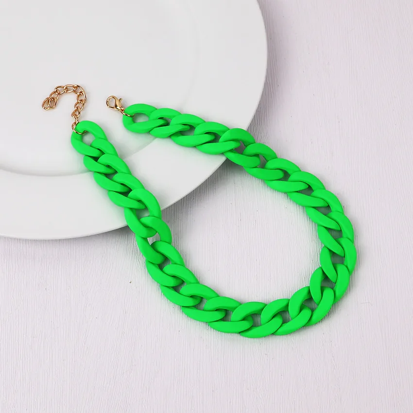 FishSheep Trendy Colorful Acrylic Chain Choker Necklaces For Women Statement Matte Resin Wide Chain Collar Neck Jewelry 2022 New image 3