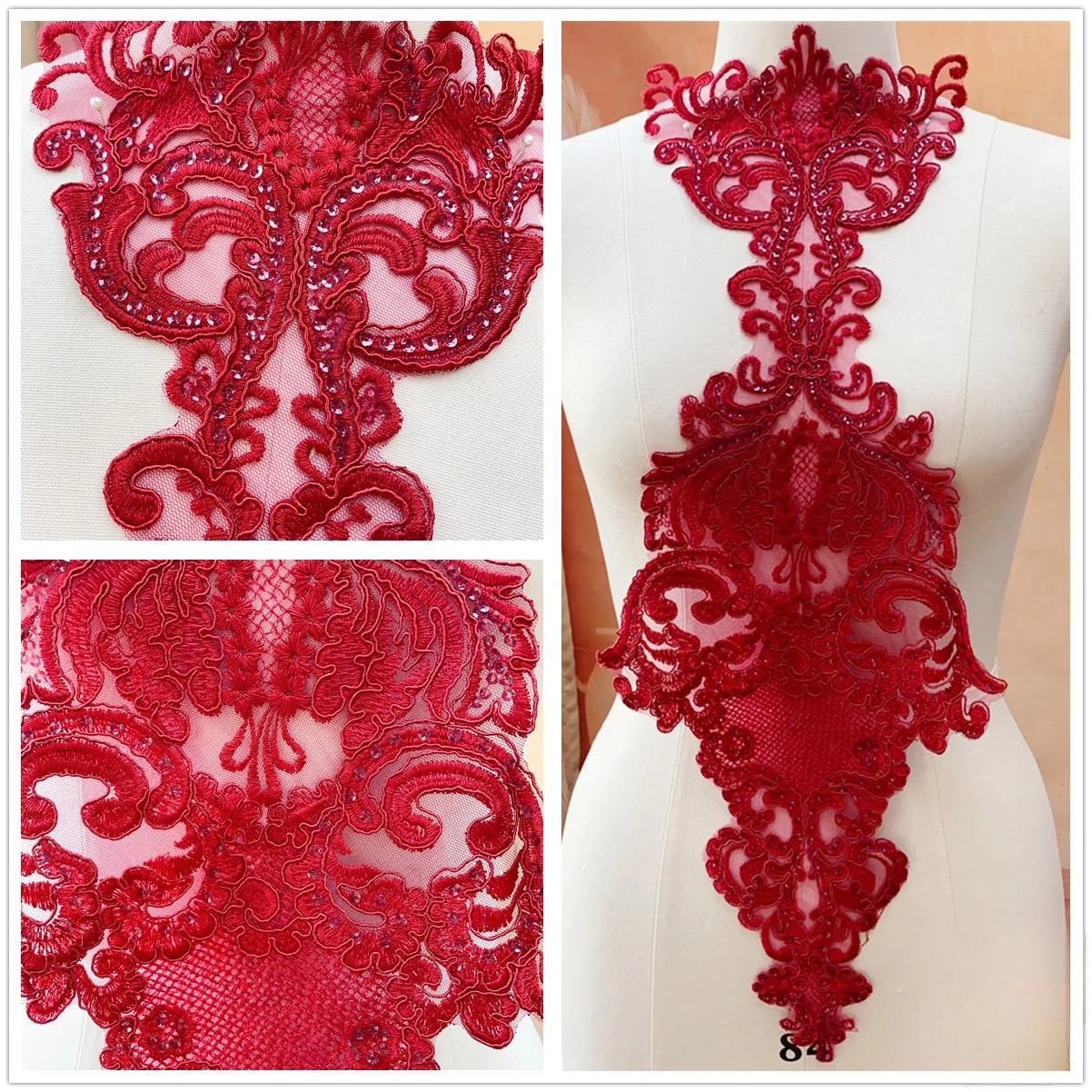 Transparente Pailletten-Spitzenblumen-Accessoires, handgefertigte DIY-Materialien, hochwertige Hochzeitskleider, Kleidungsdekorationsapplikation, RS2460 – Detail 3