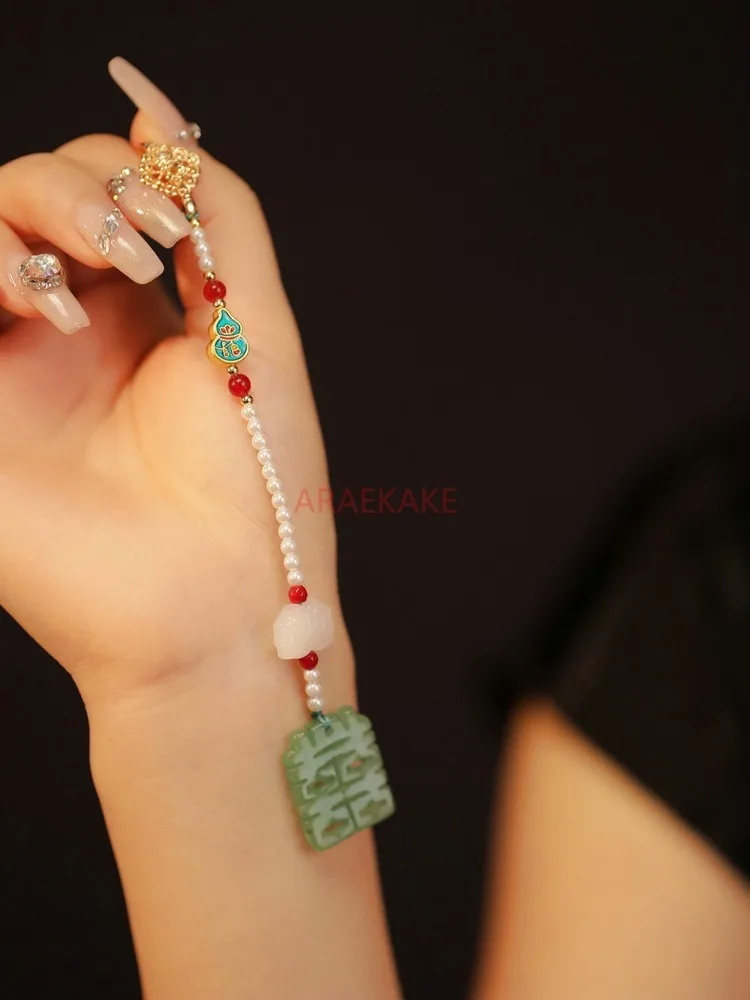 قلادة على الطراز العتيق، شيونغسام اليشم، إكسسوارات بإبزيم، قلادة شرابة صينية، بروش