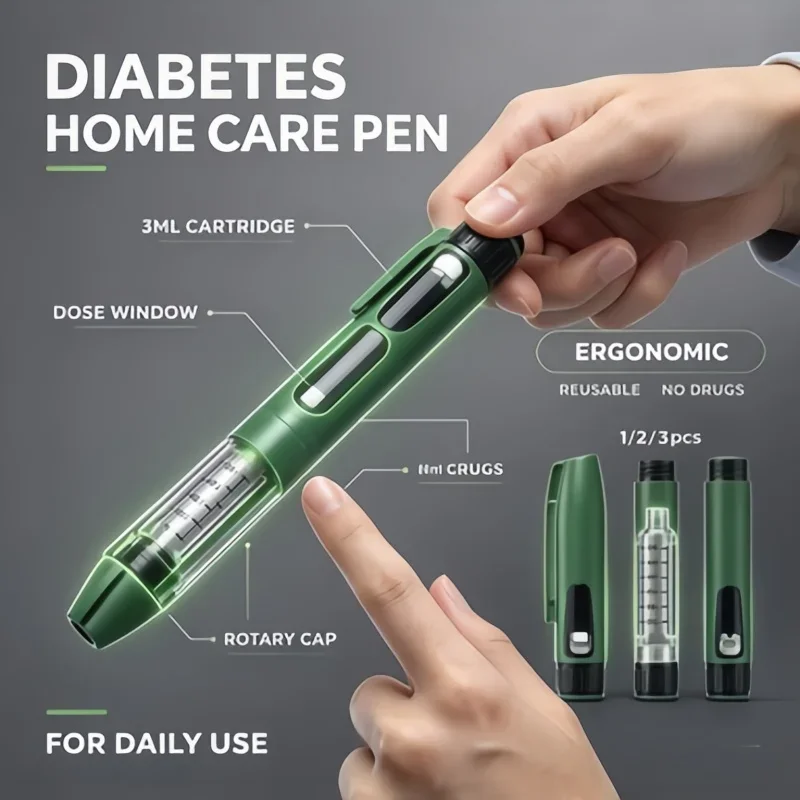 1/2/3Pcs Ergonomic Reusable Insulin Pen 3ml, Smooth Operation for Diabetes Home Care, No Drugs