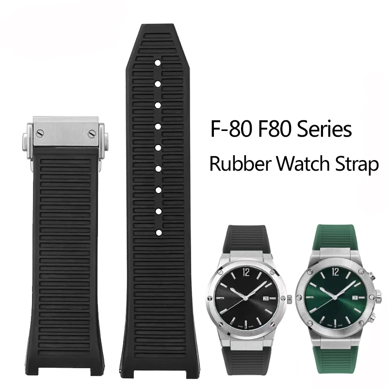 Silicone Rubber Watchband For Ferra-ga-mo Three-eye F80 Sports Watch F-80 Strap Male Notch Fine Steel Bracelet Delivery Tools