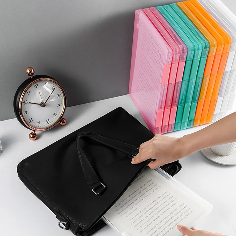 A4 Paper Document Storage Box Home Office School Stationery Holder Transparent Portable File Classification Organizer Boxes