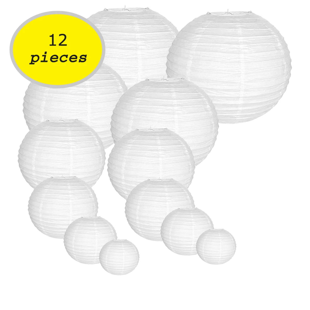 White Paper Lanterns Decorative 12pcs 4”-14