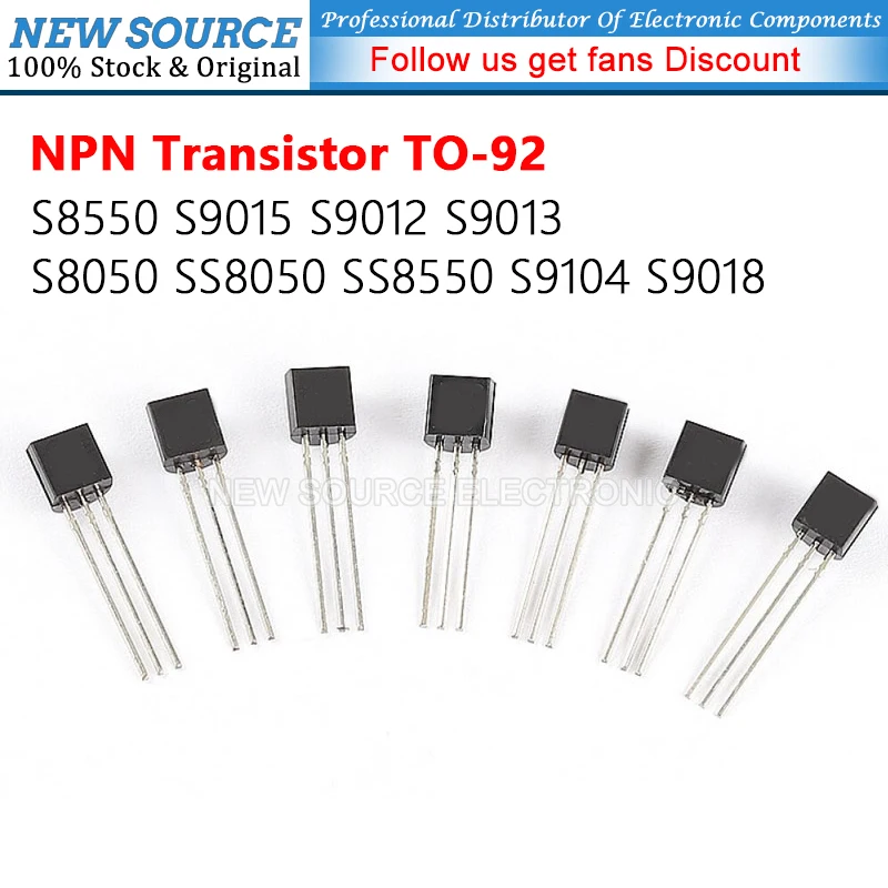 (50pcs) S8550 Transistor NPN S9015 S9012 S9013 S8050 SS8050 SS8550 S9104 S9018 TO-92 Transistor