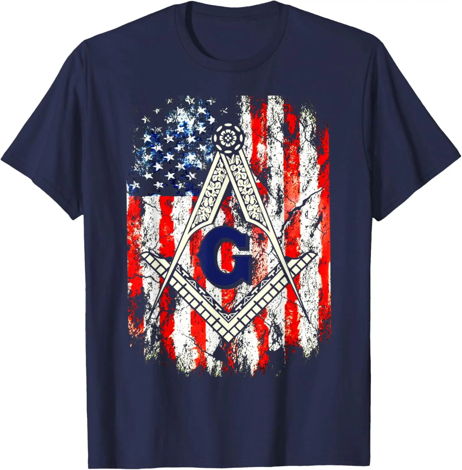Masonic American Flag Square and Compass Freemason T-Shirt 100% Cotton O-Neck Summer Short Sleeve Casual Mens T-shirt Size S-3XL