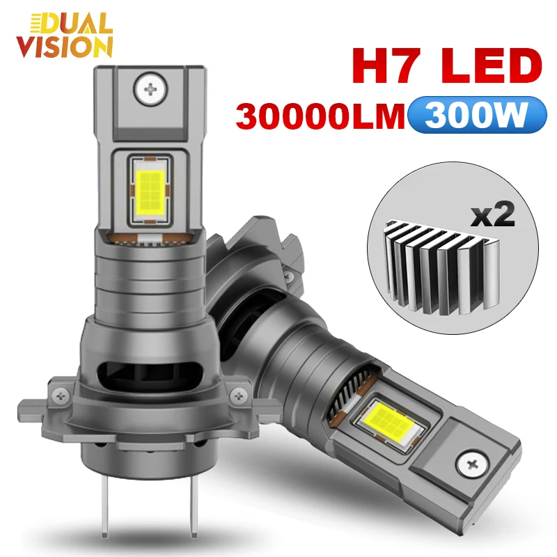 

H7 LED 1:1 MINI Size Car Headlight With Fan CANBUS 30000LM Plug And Play 8054 CSP Chips Turbo Auto Lamp 6000K Wireless Fog Light