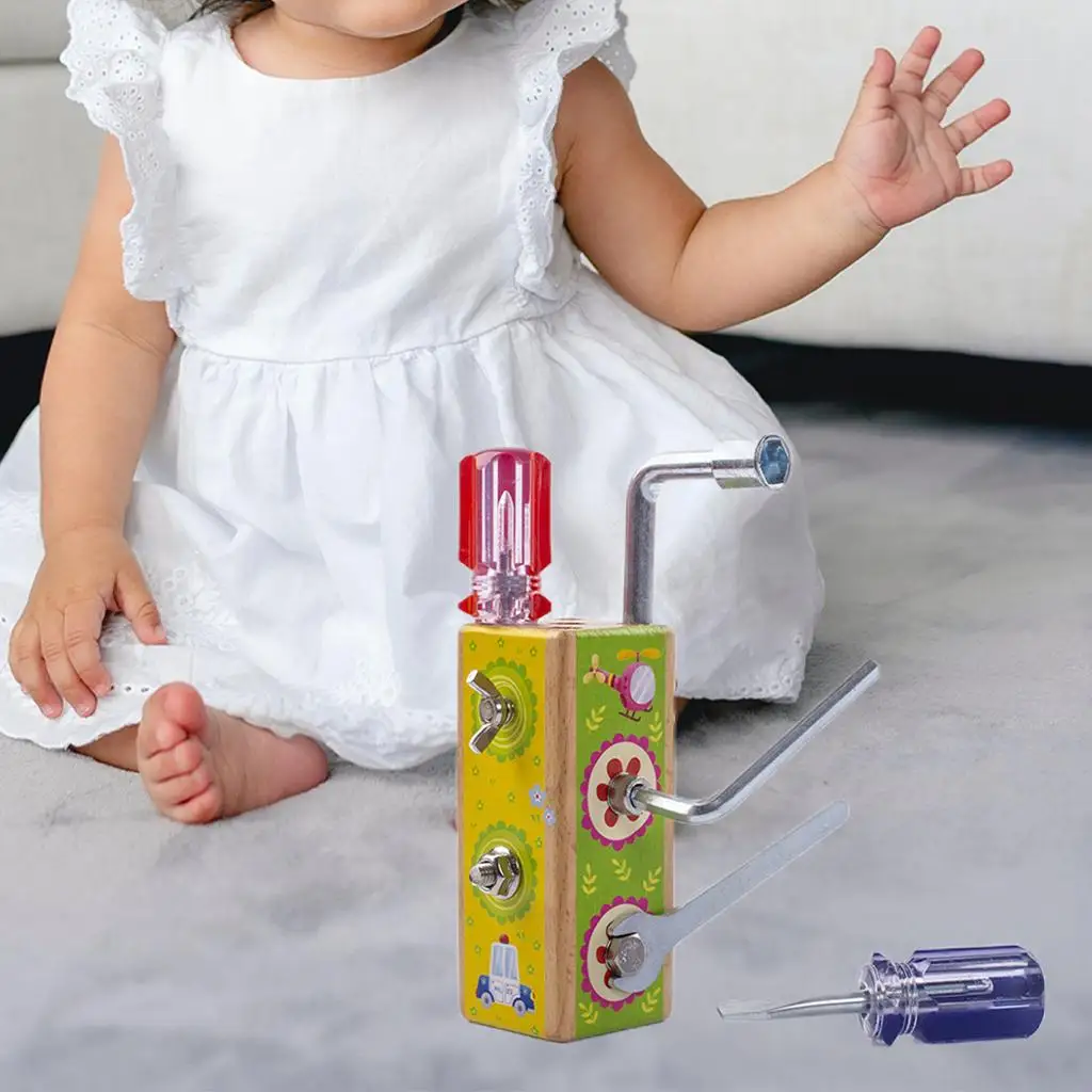 Conjunto de ferramentas de jogo de placa de parafuso montessori de 14 peças para habilidade básica prática pré-escolar educacional precoce