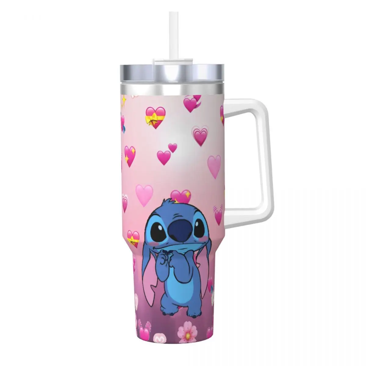 

Stainless Steel Tumbler Stitch Funny Kawaii Car Mugs With Straws Camping Cold and Hot Water Bottle Portable 40oz Thermal Cups