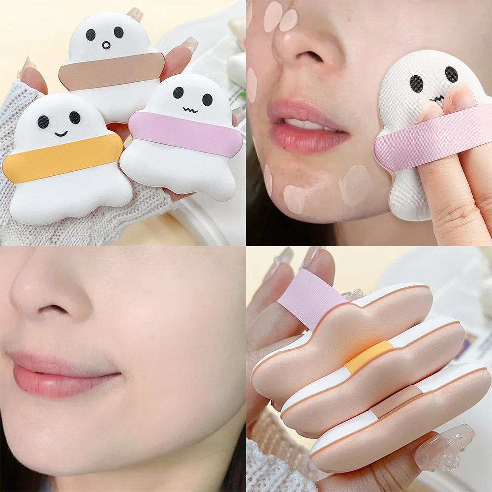 1-3szt Ghost Cotton Powder Puff Dry and Wet Use Mini Finger Makeup Sponge Foundation Powder Concealer Eye Cute Cosmetics Puffs